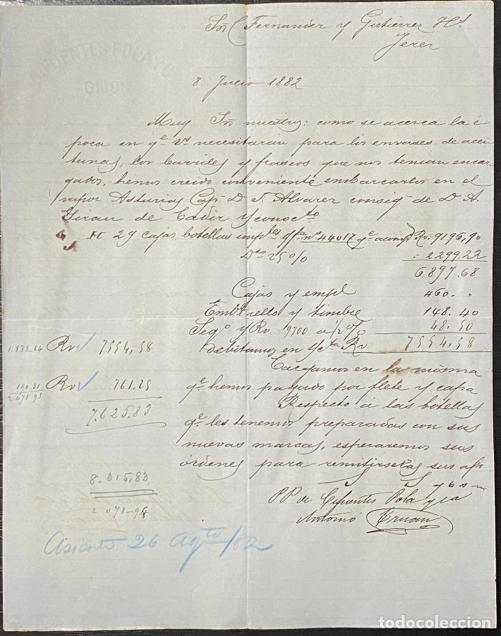 Cartas comerciais: CARTA COMERCIAL. CIFUENTES POLA Y CIA. GIJON. 1882.