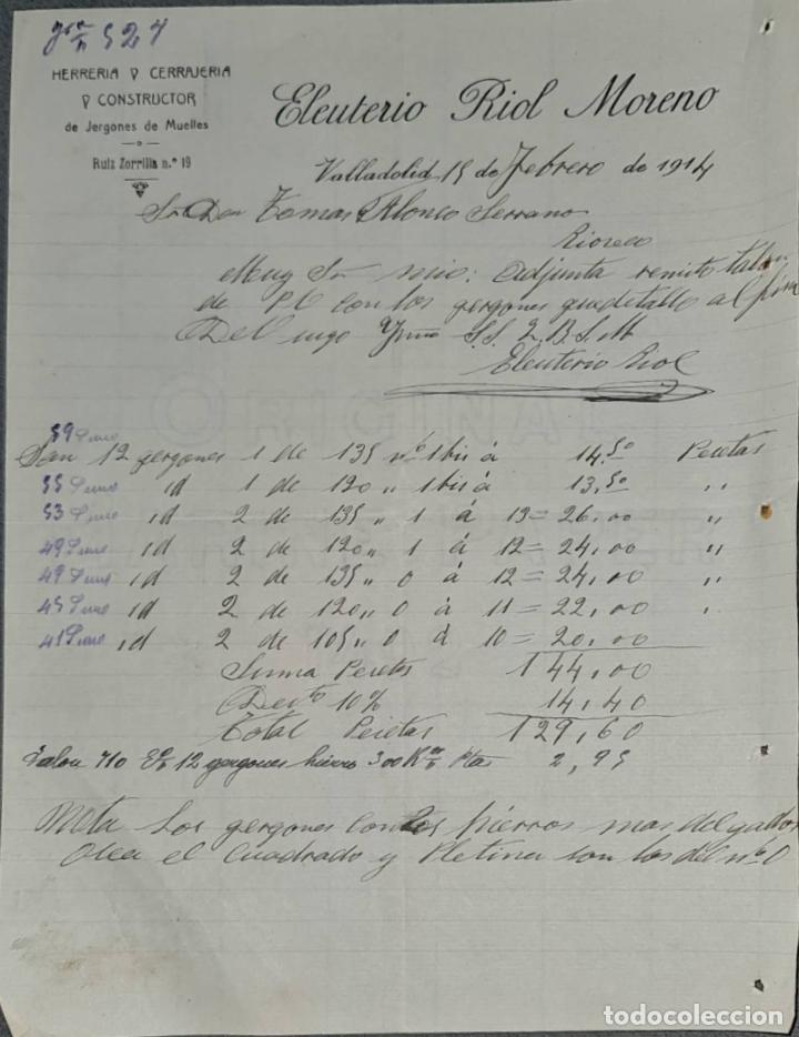 Commercial Letters: Eleuterio Riol Moreno. Herrer&iacute;a y Cerrajer&iacute;a. Valladolid. Espa&ntilde;a 1914