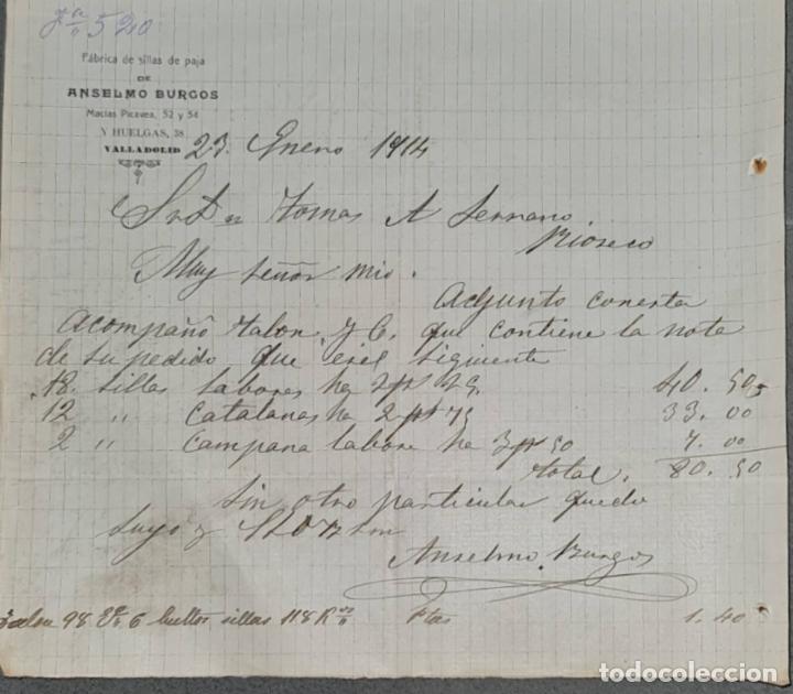 Commercial Letters: Anselmo Burgos. F&aacute;brica de sillas de paja. Valladolid. Espa&ntilde;a 1914
