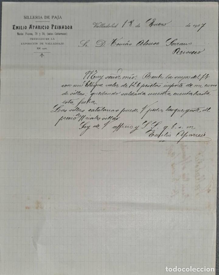 Gesch&auml;ftsbriefe: Emilio Aparicio Peinador. Siller&iacute;a de paja. Valladolid. Espa&ntilde;a 1907