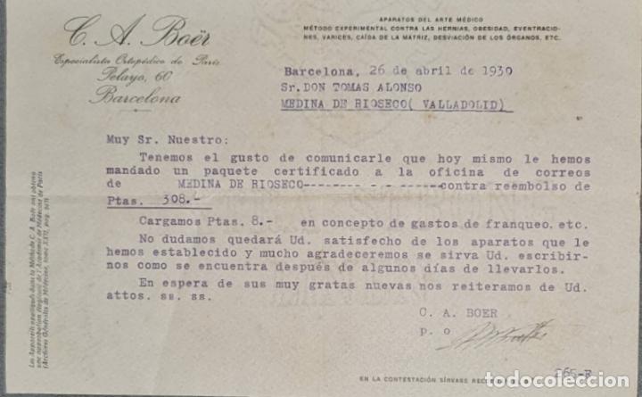 Gesch&auml;ftsbriefe: C. A. Bo&euml;r. Especial&iacute;sta Ortop&eacute;dico de Par&iacute;s. Barcelona. Espa&ntilde;a 1930