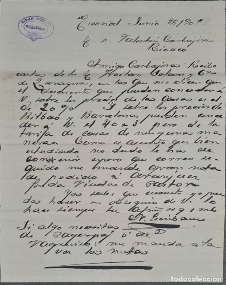 Gesch&auml;ftsbriefe: Natalio Escribano. Valladolid. Espa&ntilde;a 1905