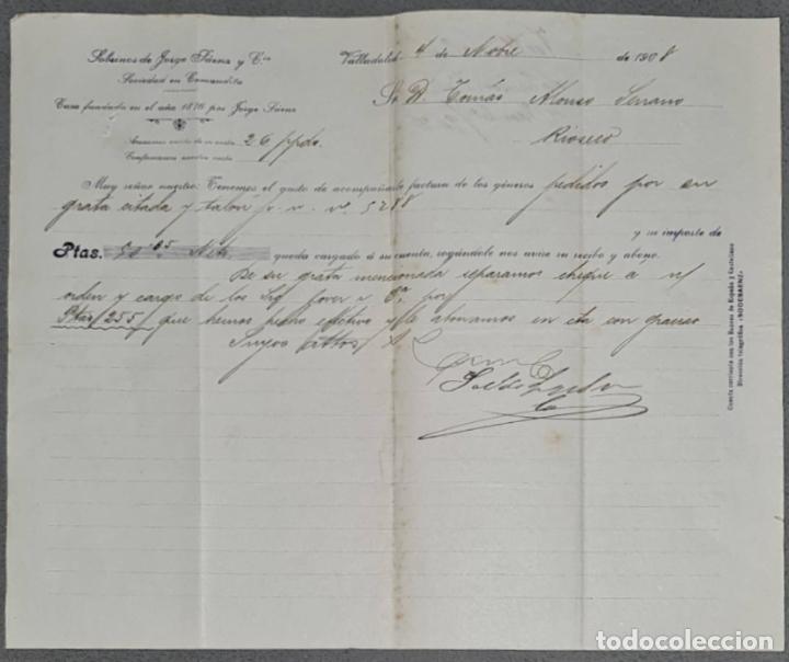Gesch&auml;ftsbriefe: Sobrinos de Jorge S&aacute;enz y C&ordf;. Almacenes por mayor de Quincalla y Ferreter&iacute;a. Valladolid. Espa&ntilde;a 1908