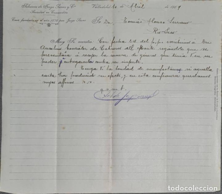 Gesch&auml;ftsbriefe: Sobrinos de Jorge S&aacute;enz y C&ordf;. Almacenes por mayor de Quincalla y Ferreter&iacute;a. Valladolid. Espa&ntilde;a 1909