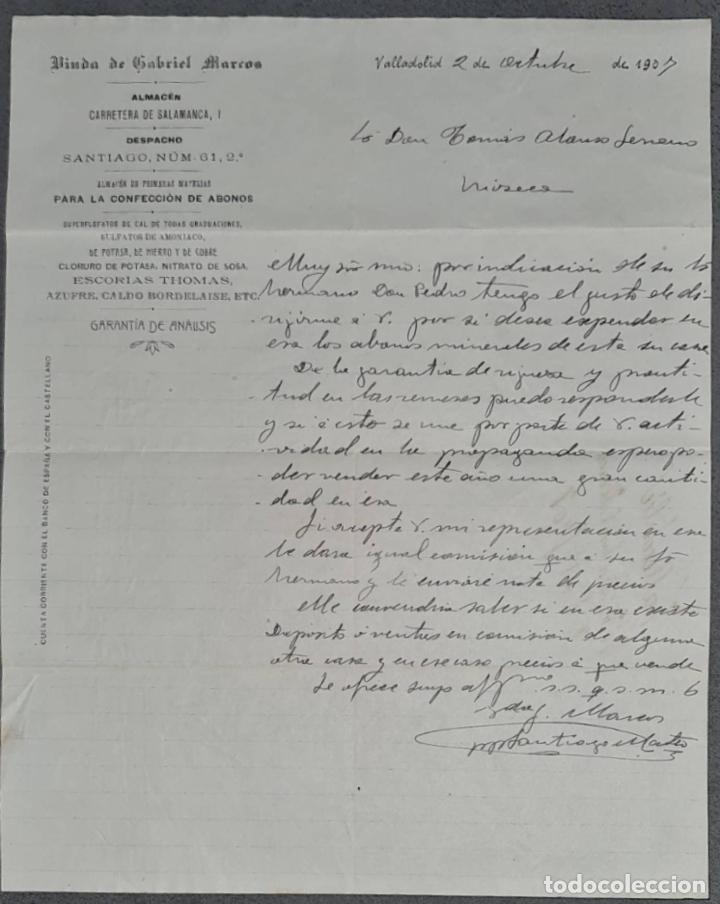 Gesch&auml;ftsbriefe: Viuda de Gbriel Marcos. Almac&eacute;n. Valladolid. Espa&ntilde;a 1907