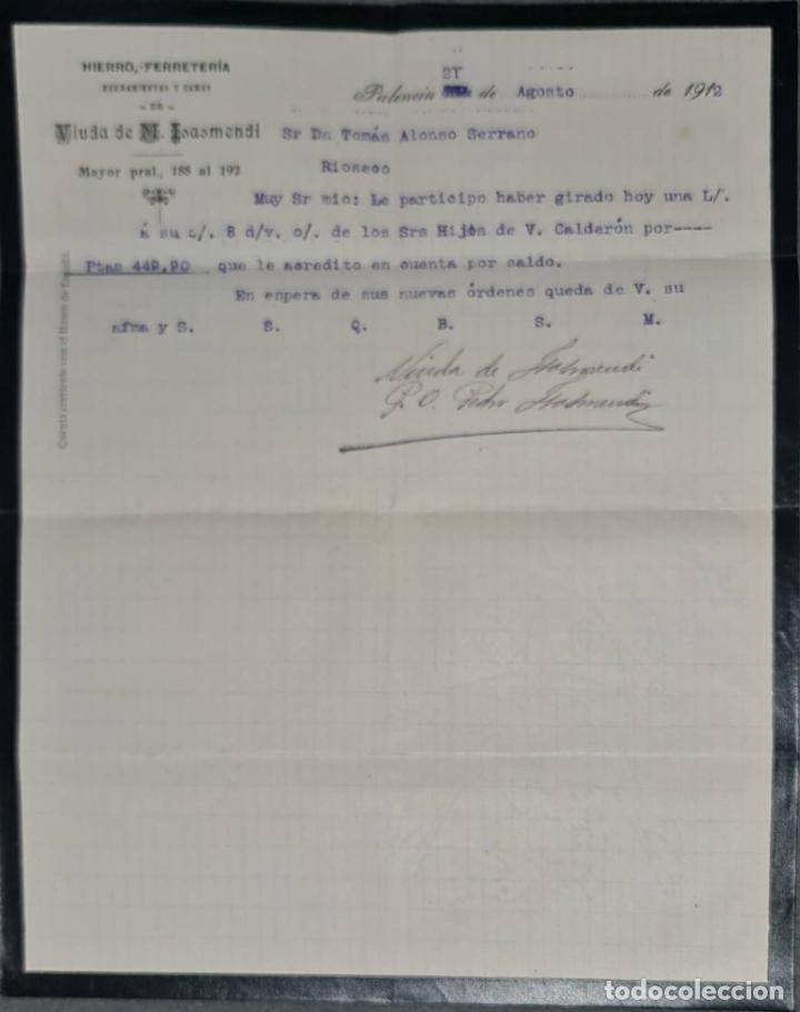 Gesch&auml;ftsbriefe: Viuda de M. Isasmendi. Hierro y Ferreter&iacute;a. Palencia. Espa&ntilde;a 1912