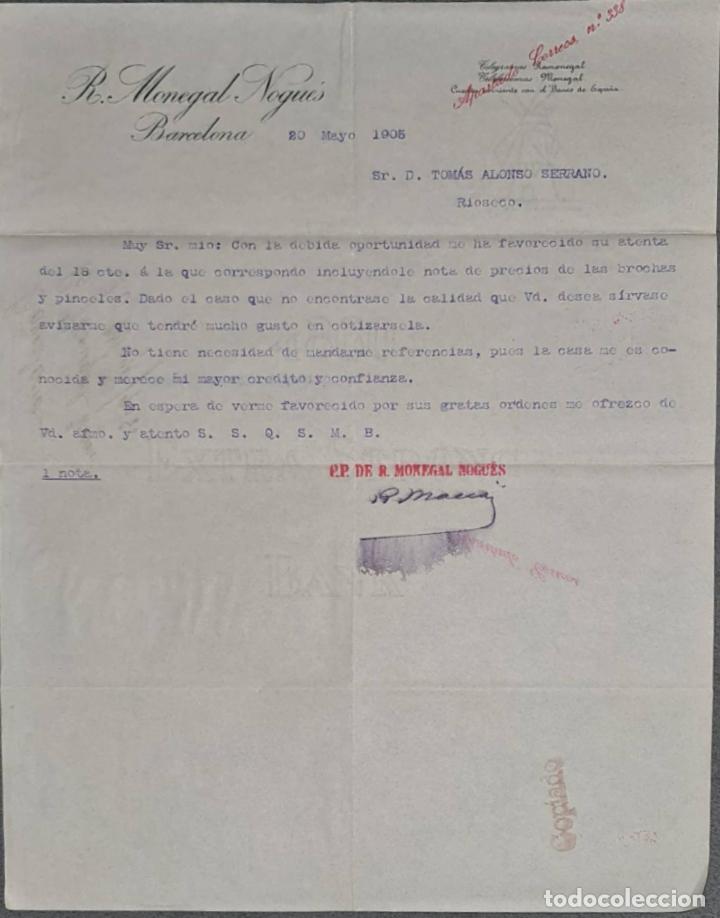 Gesch&auml;ftsbriefe: R. Monegal Nogu&eacute;s. Barcelona. Espa&ntilde;a 1905