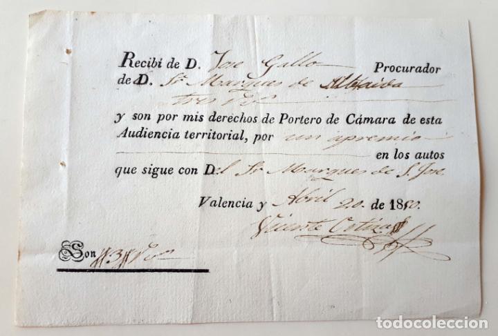 Lettere commerciali: RECIBO DE PROCURADOR, PORTERO DE CAMARA DE AUDIENCIA TERRITORIAL, ABRIL DE 1850