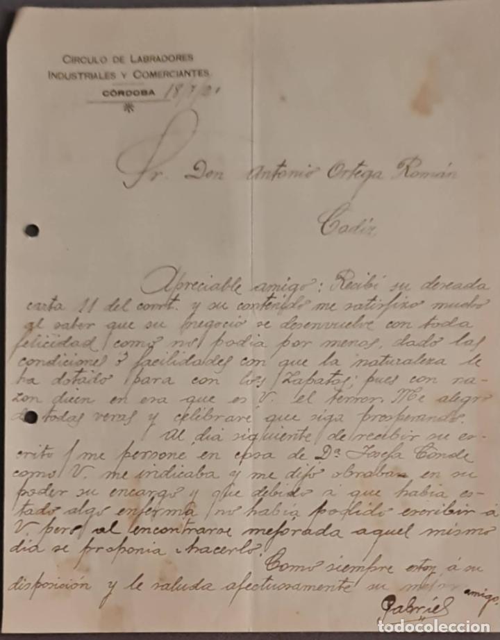 Lettere commerciali: C&iacute;rculo de Labradores Industriales y Comerciantes. C&oacute;rdoba. Espa&ntilde;a 1921