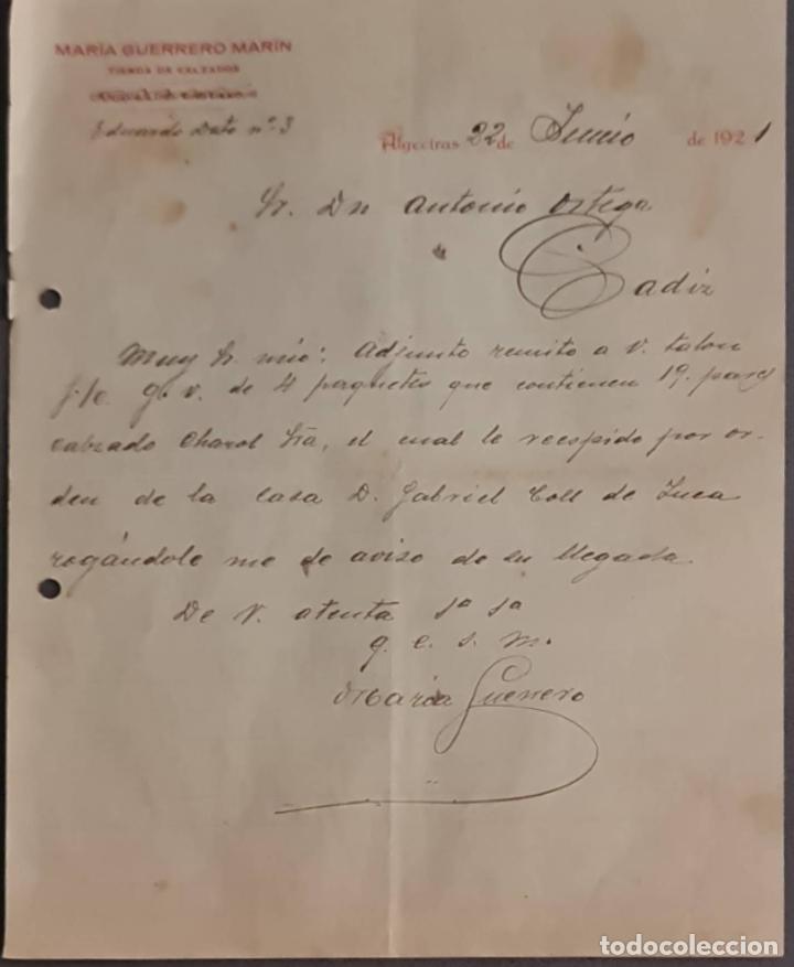 Lettere commerciali: Mar&iacute;a Guerrero Mar&iacute;n. Tienda de calzados. Algeciras. Espa&ntilde;a 1921