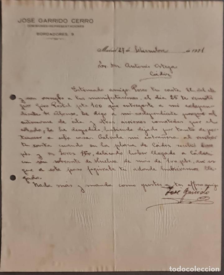 Lettere commerciali: Jos&eacute; Garrido Cerro. Comisiones y Representaciones. Madrid. Espa&ntilde;a 1921