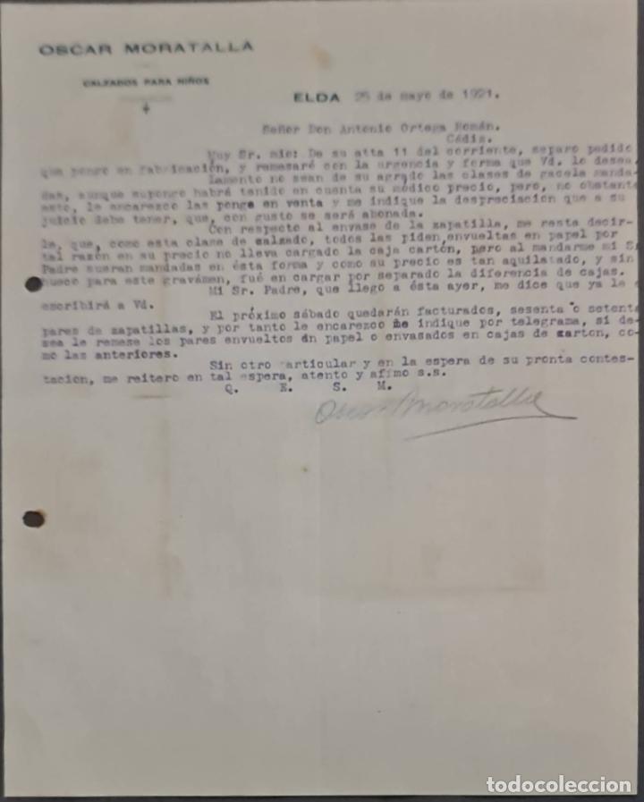 Lettere commerciali: Oscar Moratalla. Calzados para ni&ntilde;os. Elda. Espa&ntilde;a 1921