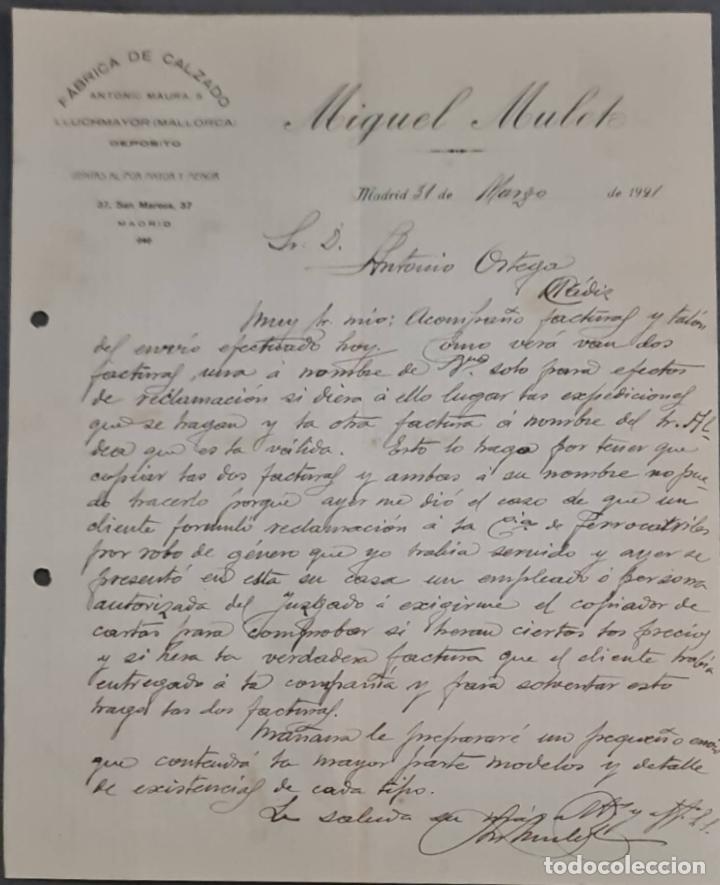 Cartas comerciais: Miguel Mulet. F&aacute;brica de calzado. Madrid. Espa&ntilde;a 1921