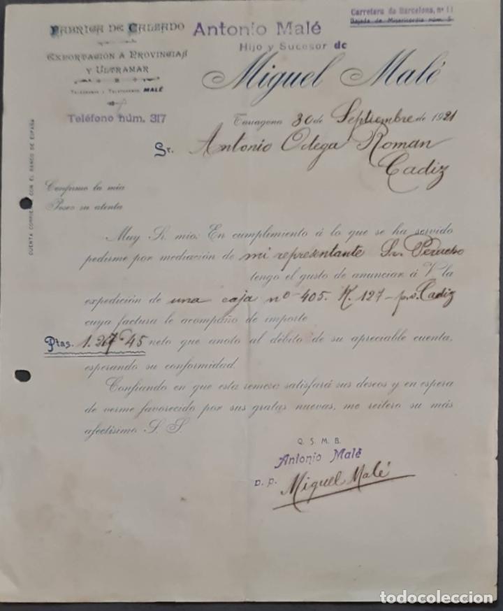 Cartas comerciais: Antonio Mal&eacute;, hijo y sucesor de Miguel Mal&eacute;. F&aacute;brica de calzado. Tarragona. Espa&ntilde;a 1921