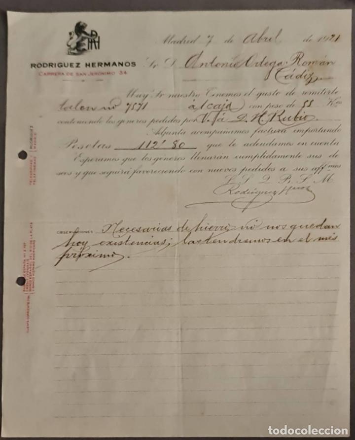 Cartas comerciais: Rodriguez Hermanos. Madrid. Espa&ntilde;a 1921