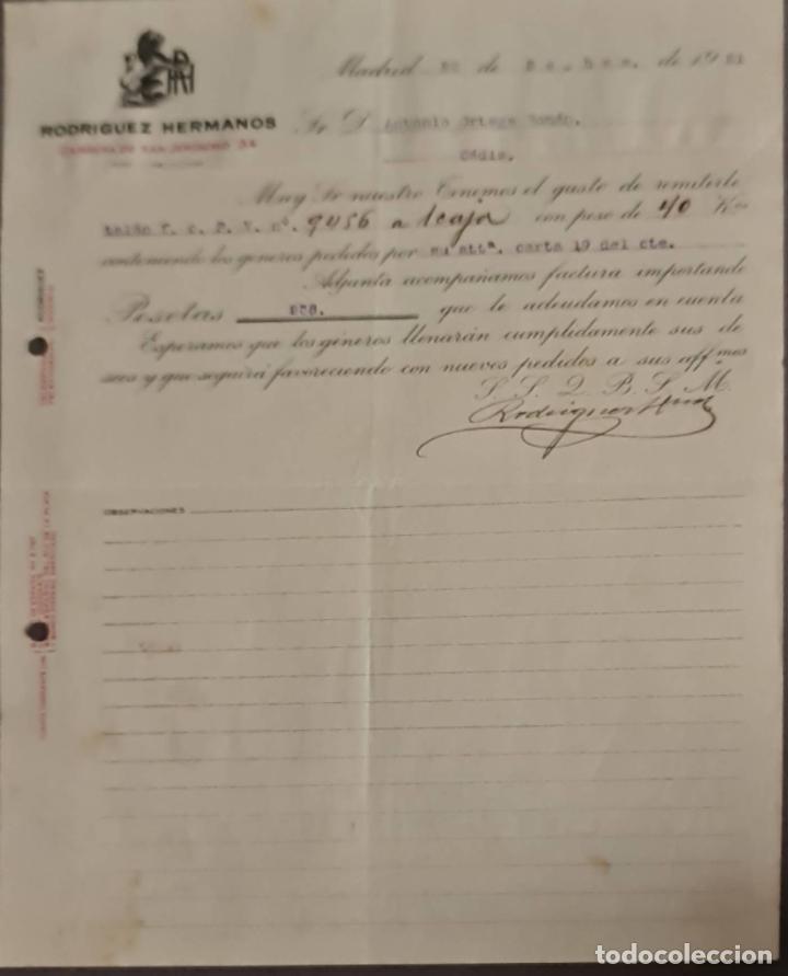 Cartas comerciais: Rodriguez Hermanos. Madrid. Espa&ntilde;a 1921