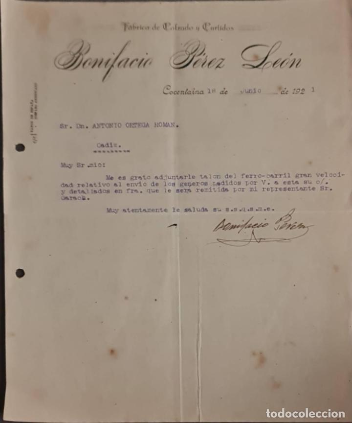 Cartas comerciais: Bonifacio P&eacute;rez Le&oacute;n. F&aacute;brica de calzado y Curtidos. Cocentaina. Espa&ntilde;a 1921
