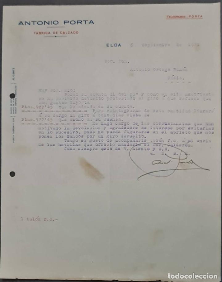 Cartas comerciais: Antonio Porta. F&aacute;brica de calzado. Elda. Espa&ntilde;a 1921