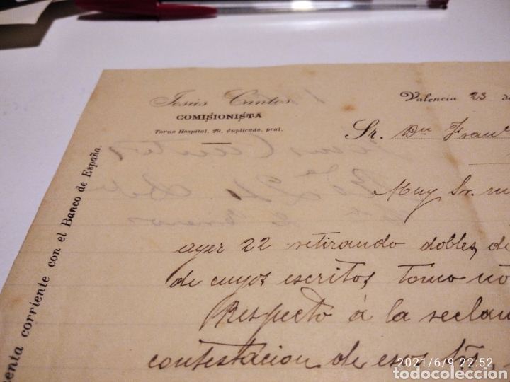 Cartas comerciales: Jes&uacute;s Cantos comisionista Valencia 1900 - Foto 2