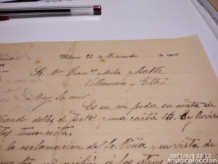 Cartas comerciales: Jes&uacute;s Cantos comisionista Valencia 1900 - Foto 3