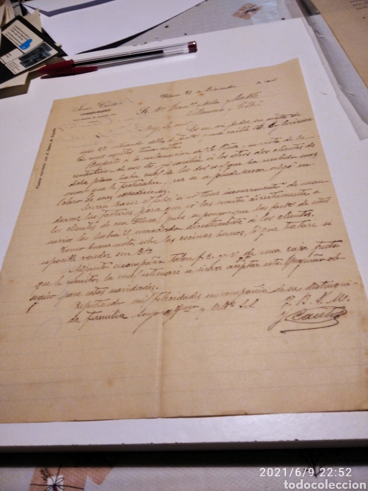 Cartas comerciais: Jes&uacute;s Cantos comisionista Valencia 1900
