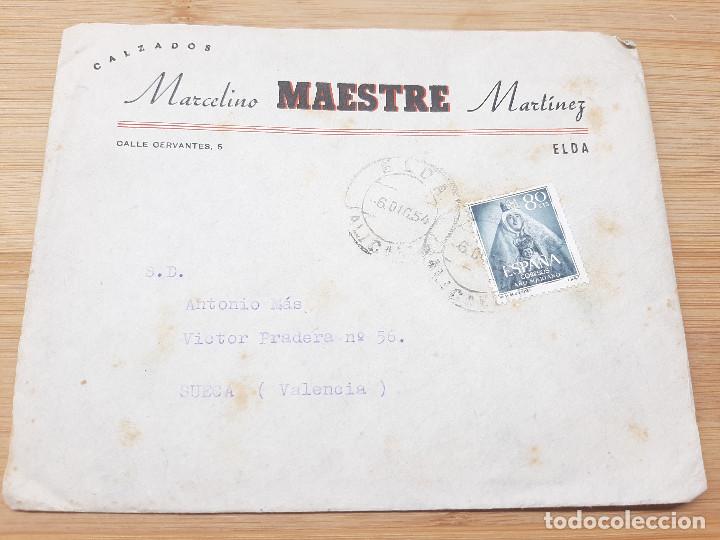Cartas comerciais: SOBRE, CALZADOS MARCELINO MAESTRE MARTINEZ FABRICA DE CALZADO DE ELDA, A&Ntilde;OS 50.
