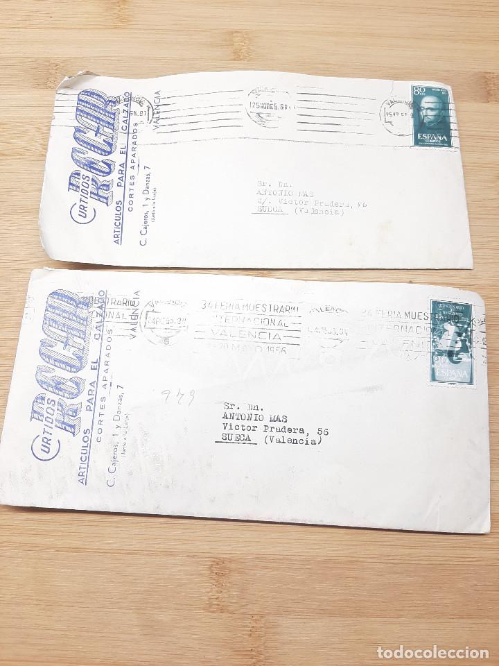Cartas comerciais: LOTE DOS, CARTA COMERCIAL FACTURA, CURTIDOS RECAR, ARTICULOS PARA EL CALZADO ( VALENCIA ) A&Ntilde;OS 50.