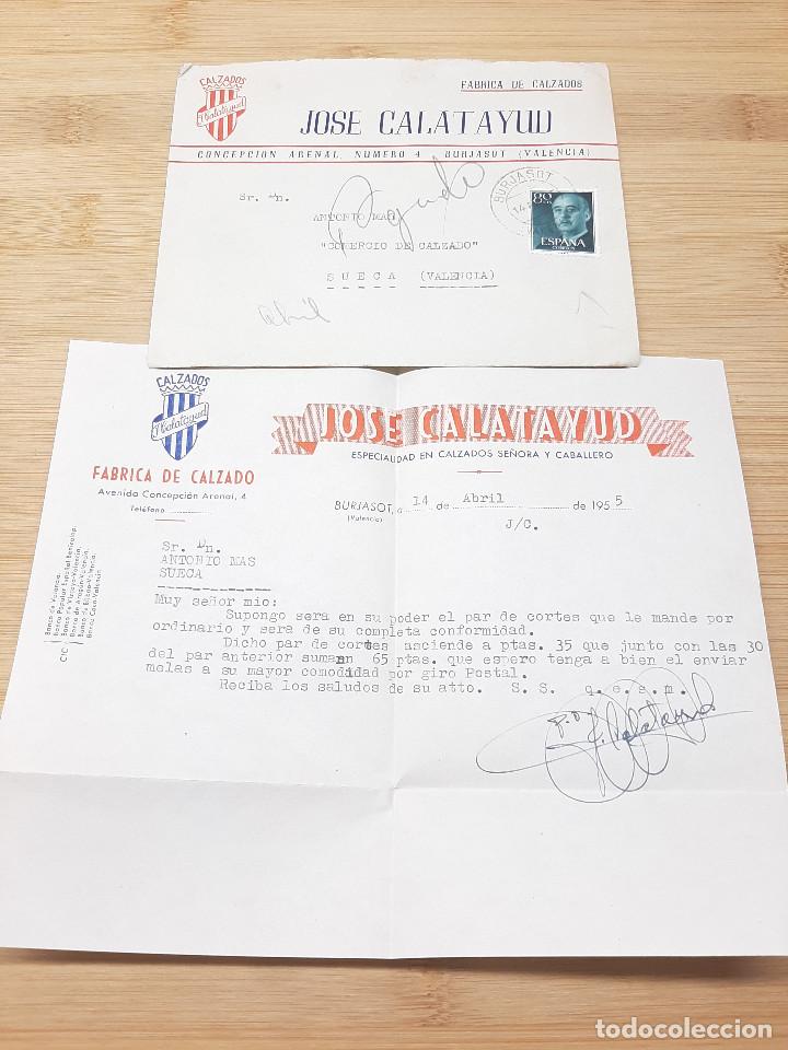 Cartas comerciais: CARTA COMERCIAL FACTURA, FABRICA DE CALZADO JOSE CALATAYUD BURJASOT ( VALENCIA ) A&Ntilde;OS 50.