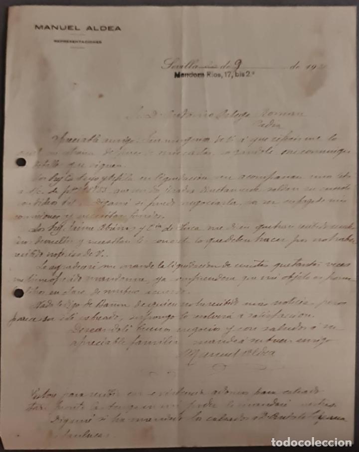 Cartas comerciales: Manuel Aldea. Calzados de todas clases. Sevilla. Espa&ntilde;a 1921