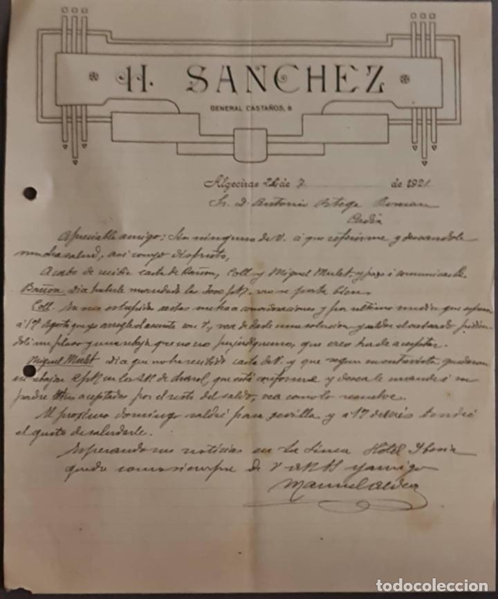 Cartas comerciales: H. S&aacute;nchez. Algeciras. Espa&ntilde;a 1921