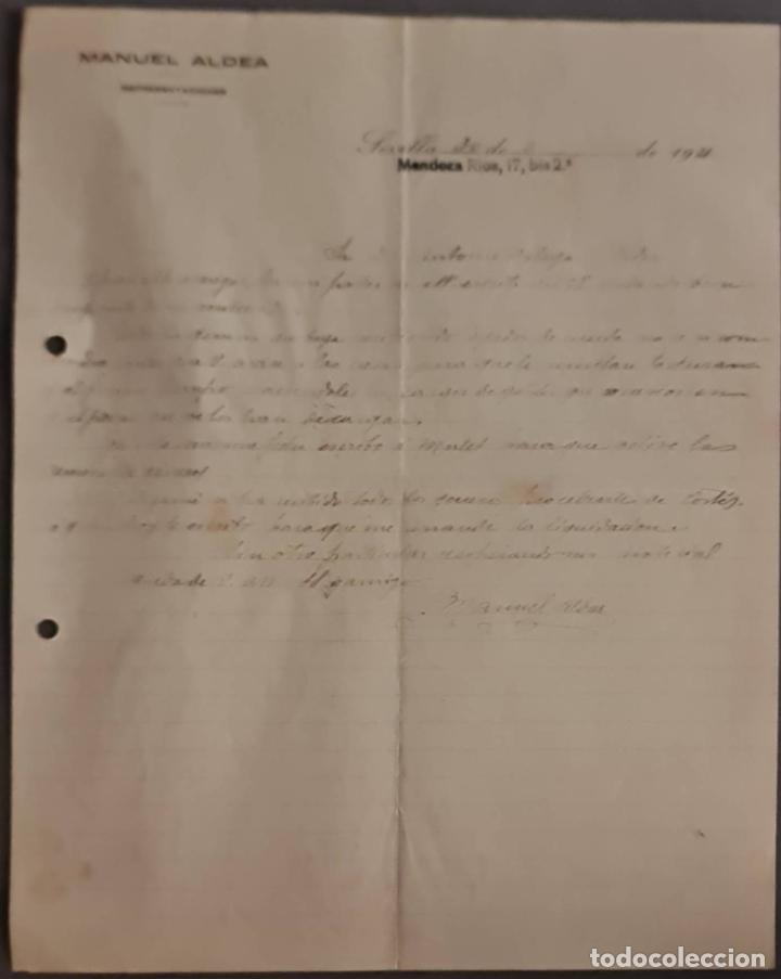Cartas comerciales: Manuel Aldea. Calzados de todas clases. Sevilla. Espa&ntilde;a 1921