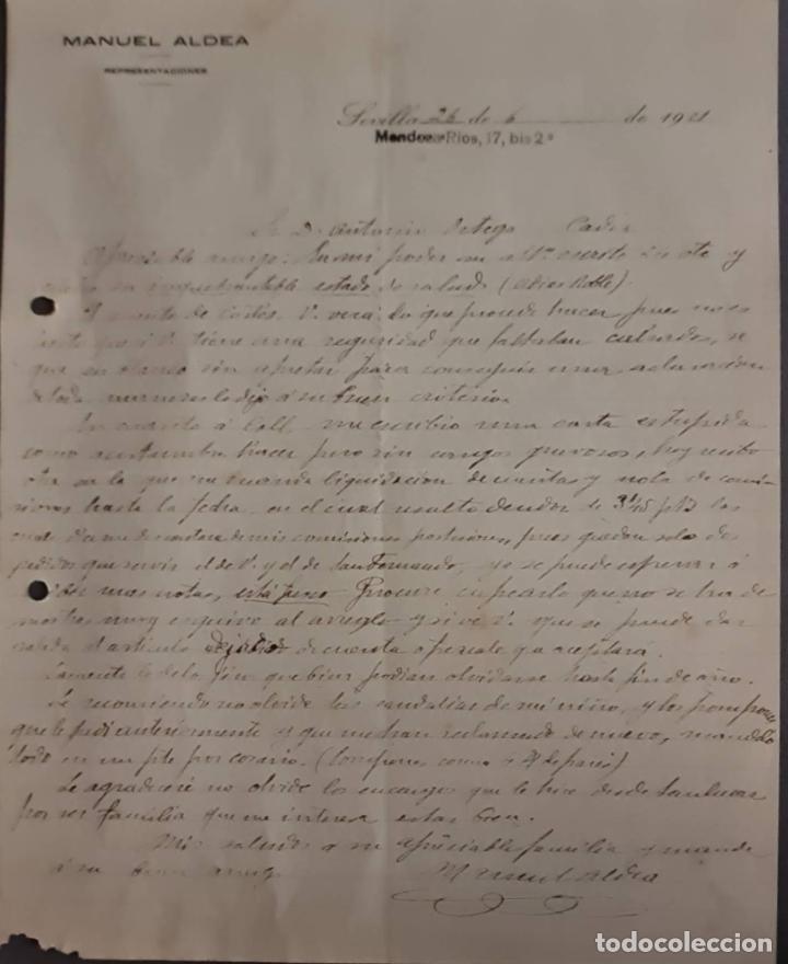 Cartas comerciales: Manuel Aldea. Calzados de todas clases. Sevilla. Espa&ntilde;a 1921