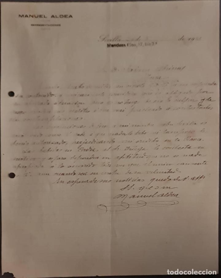 Cartas comerciales: Manuel Aldea. Calzados de todas clases. Sevilla. Espa&ntilde;a 1921