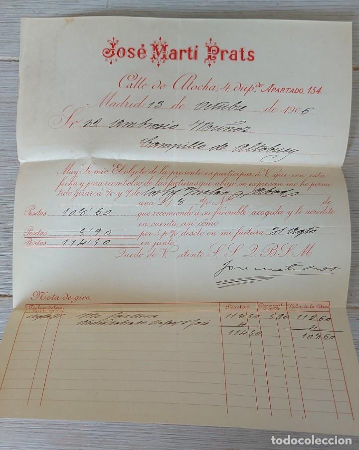 Cartas comerciales: ANTIGUA CARTA DE JOS&Eacute; MARTI PRATS - TELEGRAMA - MADRID - A&Ntilde;O 1906 - EN BUEN ESTADO -