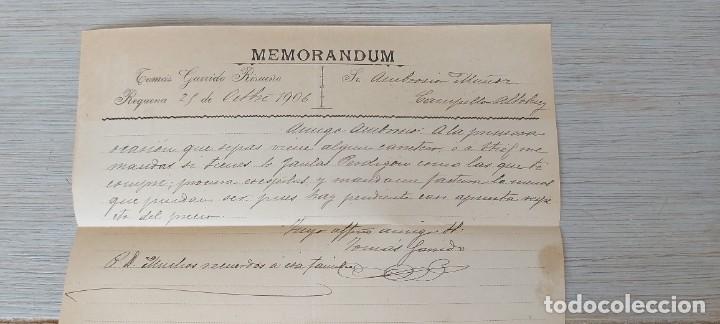 Cartas comerciais: ANTIGUA CARTA DE TOMAS GARRIDO RISUE&Ntilde;O DE REQUENA - PIDIENDO JAULAS PARA PERDIGONES - TELEGRAMA - CA