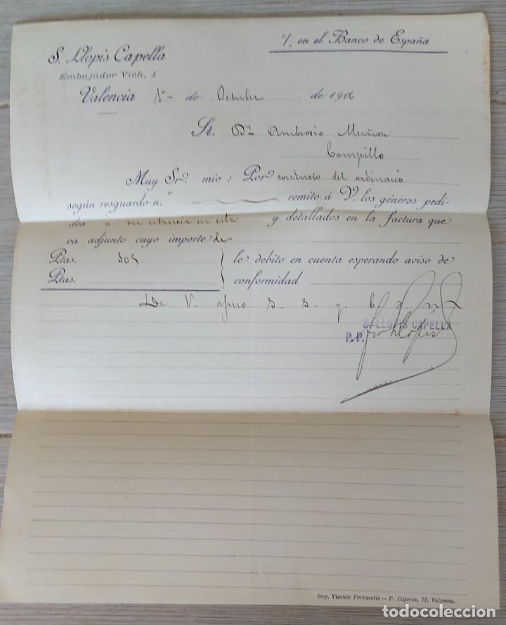 Cartas comerciais: ANTIGUA CARTA COMERCIAL DE S. LLOPIS CAPELLA - TELEGRAMA - A&Ntilde;O 1906 - TAMA&Ntilde;O ALGO INFERIOR A A4 - EN
