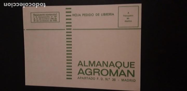 Cartas comerciais: 1 TARJETA POSTAL **. RESPUESTA COMERCIAL. ALMANAQUE AGROMAN .MADRID ** 1977