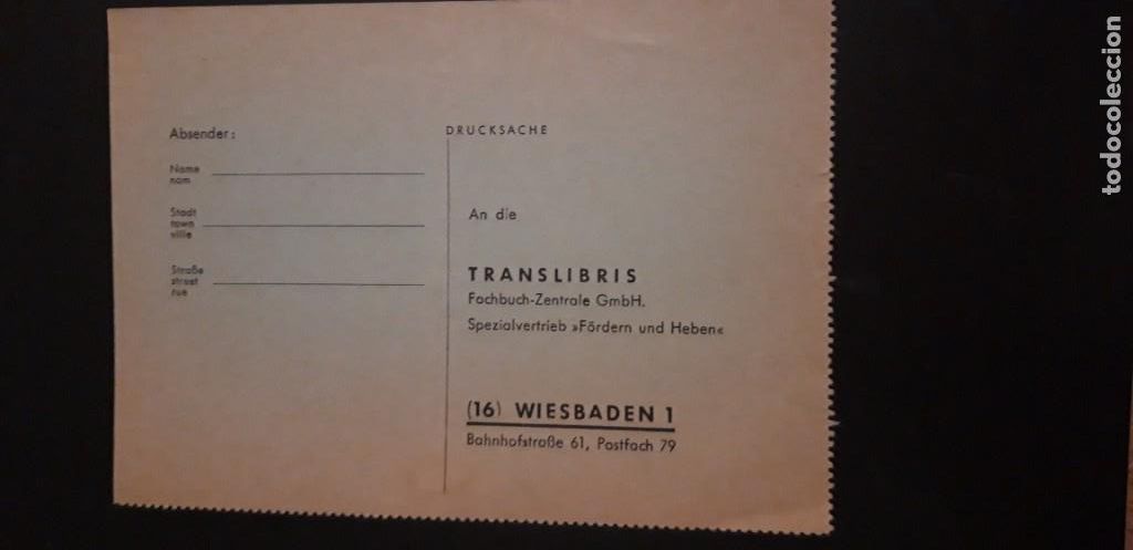 Cartas comerciais: 1 TARJETA POSTAL **. RESPUESTA COMERCIAL. TRANSLIBRIS . WIESBADEN . **