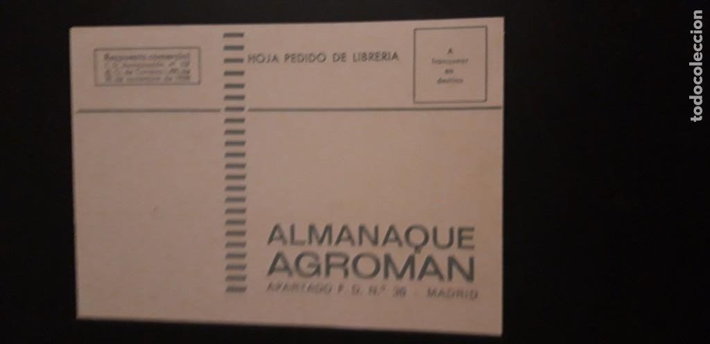 Cartas comerciais: 1 TARJETA POSTAL **. RESPUESTA COMERCIAL. ALMANAQUE AGROMAN .MADRID ** 1974