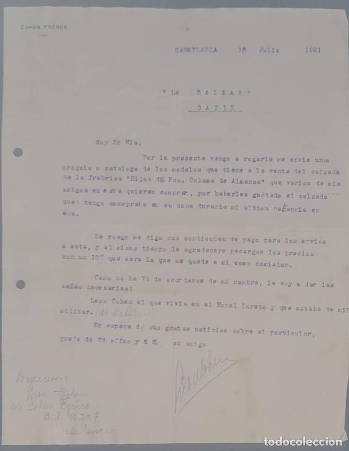 Lettres commerciales: Cohen Fr&eacute;res. Casablanca. Marruecos 1921