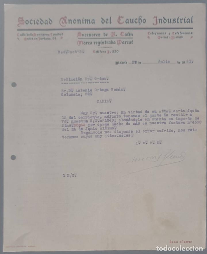 Lettres commerciales: Sociedad An&oacute;nima del Caucho Industrial. Sucesores de R. Cat&iacute;n. Madrid. Espa&ntilde;a 1921