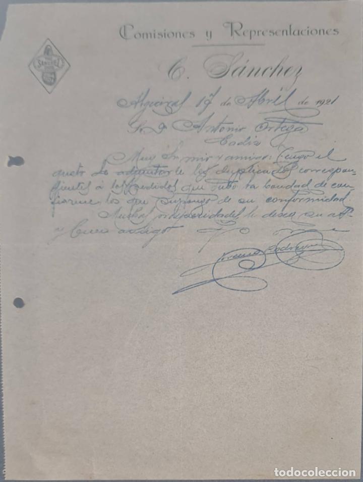 Lettres commerciales: C. S&aacute;nchez. Comisiones y Representaciones. Algeciras. Espa&ntilde;a 1921