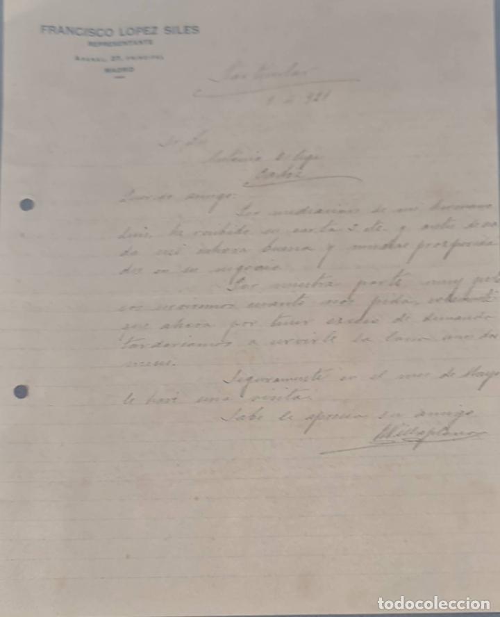 Cartas comerciais: Franc&iacute;sco L&oacute;pez Siles. Representante. Madrid. Espa&ntilde;a 1921