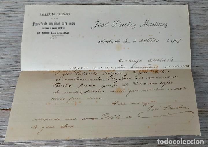 Cartas comerciais: CARTA COMERCIAL DE JOS&Eacute; S&Aacute;NCHEZ MART&Iacute;NEZ - TALLER DE CALZADO - MINGLANILLA - ALBACETE - TELEGRAMA -