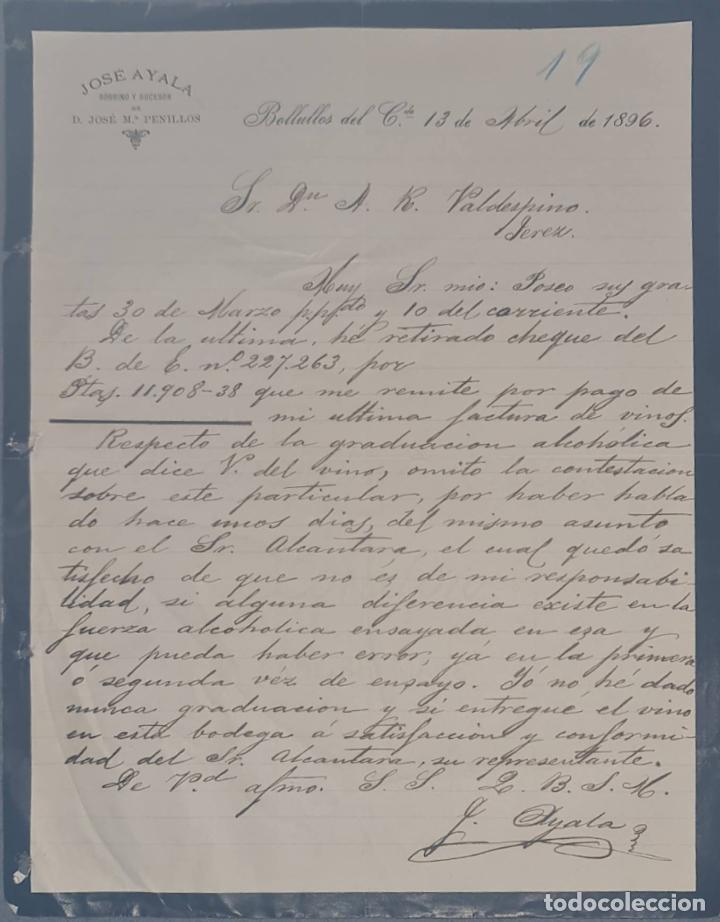 Cartas comerciais: Jos&eacute; Ayala, sobrino y sucesor de D. Jos&eacute; M&ordf; Penillos. Bollullos del Cdo. Espa&ntilde;a 1896