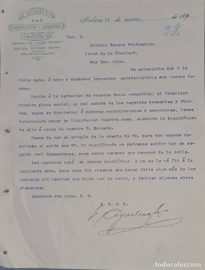 Cartas comerciais: E. Aguilera y C&ordf;. S. en C. Comerciantes y Banqueros. Habana. Cuba 1896
