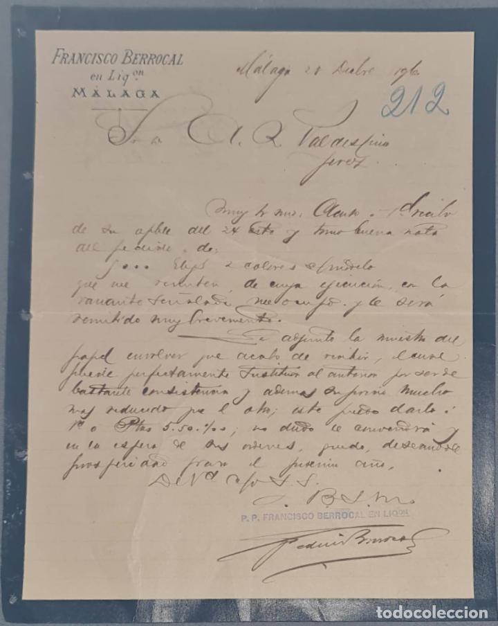 Cartas comerciales: Franc&iacute;sco Berrocal. M&aacute;laga. Espa&ntilde;a 1896 - Foto 1