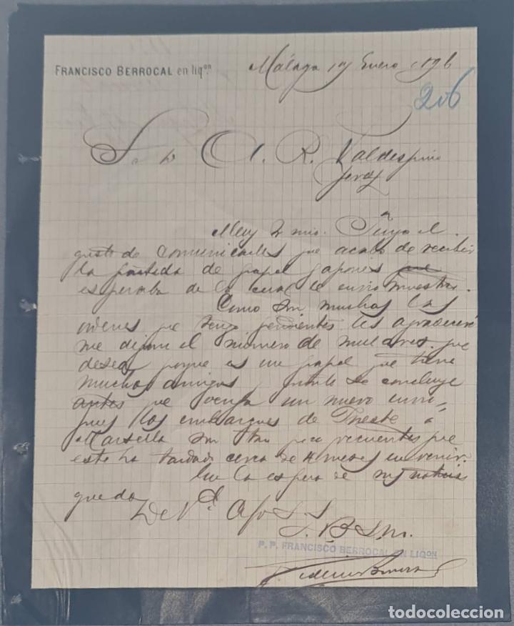 Cartas comerciales: Franc&iacute;sco Berrocal. M&aacute;laga. Espa&ntilde;a 1896 - Foto 1
