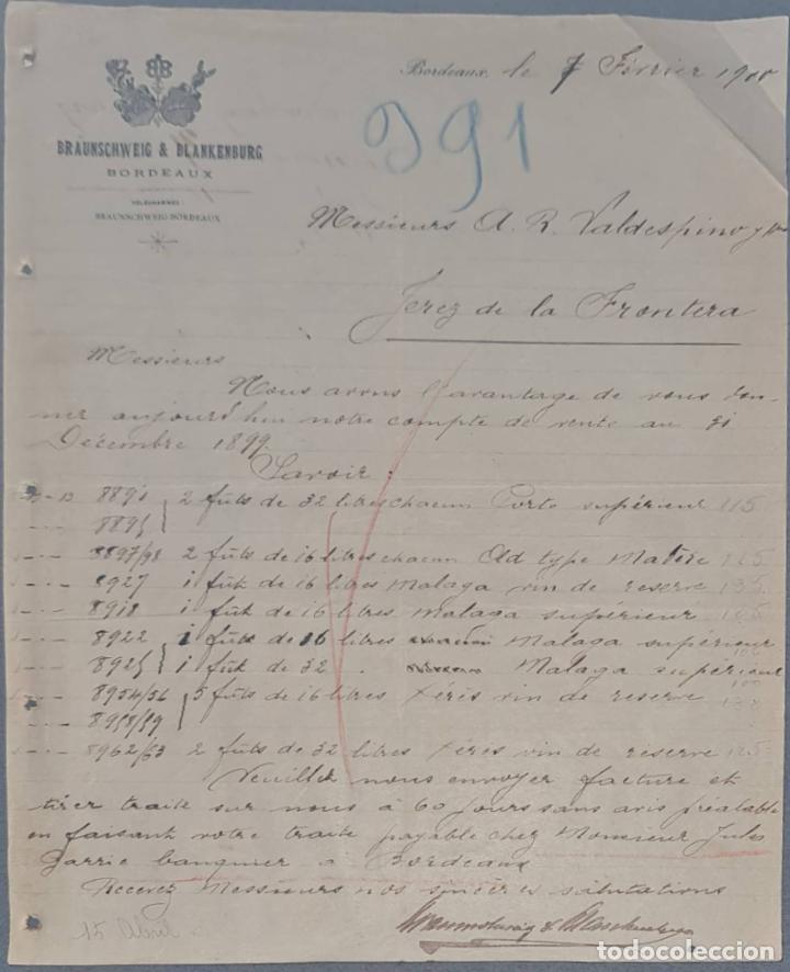 Lettres commerciales: Braunschweig & Blankenburg. Bordeaux. Francia 1900