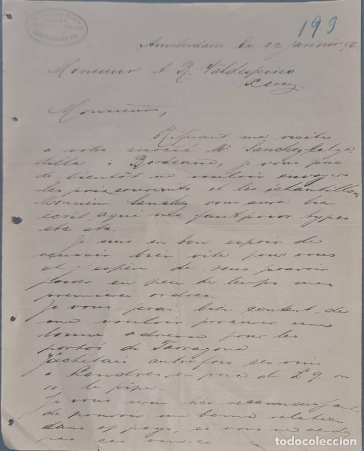 Lettres commerciales: B. Van der Hurk. Agent van Vve. Rog&eacute;e & Monnet. Cognac. Amsterdam 1896